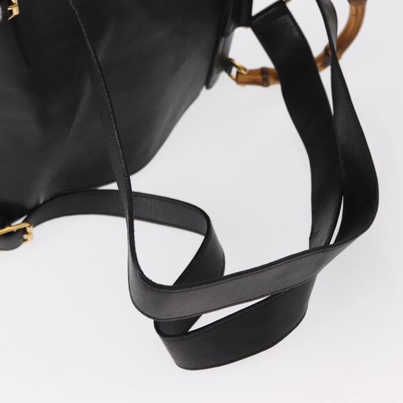 GUCCI Bamboo Backpack Leather Black Gold 003 2058 0016 Auth kk594 main image 9
